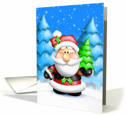 Happy Holidays, Whimsical Santa with Christmas Tree card (879960)