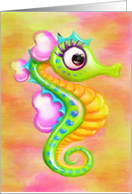 Whimsical, Colorful Seahorse card