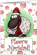 Sheep Cartoon Fleece Navidad Holiday Card