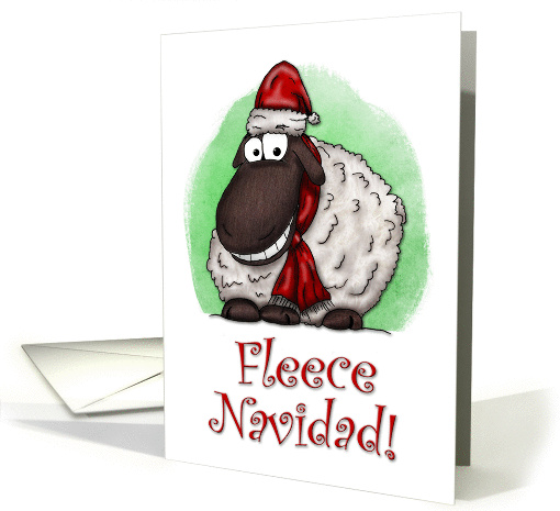Humorous Sheep Cartoon Fleece Navidad Holiday Card White... (1004165)