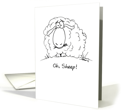 Oh, Sheep! Cartoon Belated Birthday card (1313138)
