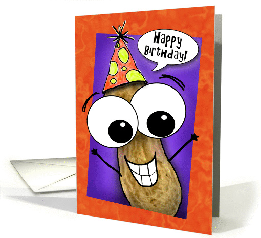 Cartoon Crazy Happy Birthday Googly Eyed Peanut card (1356584)