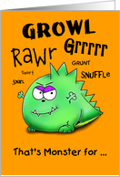 Happy Halloween Growling Monster card