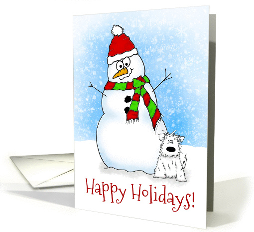 Whimsical Cartoon Snowman Happy Holidays card (1459480)