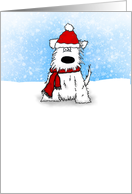 Little White Fluffy Dog Happy Holidays Card