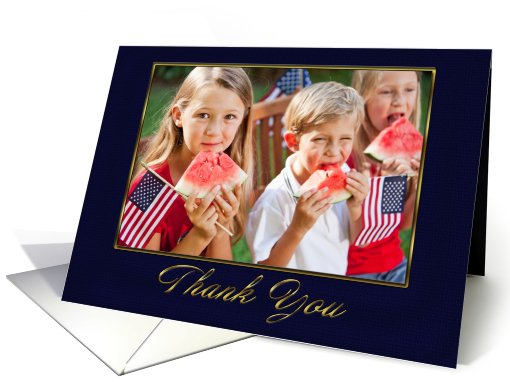 Thank You Navy Blue and Gold Photo card (896397)