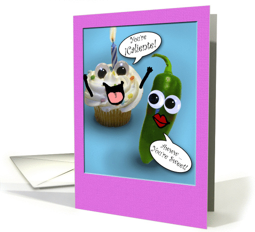 Happy Birthday Hot Stuff, Cupcake and Chili Pepper card (900510)