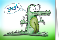 Yay Cartoon Alligator Congratulations Card