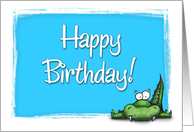 Cartoon Alligator Frame Happy Birthday Card