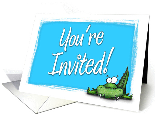 Cartoon Alligator You're Invited to Birthday Party card (912951)