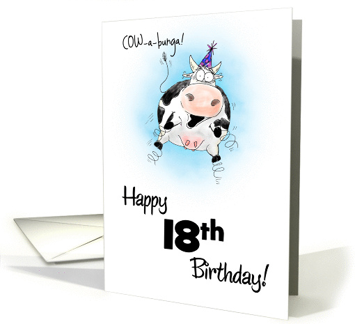 18th Birthday Little Springy Cartoon Cow card (955669)