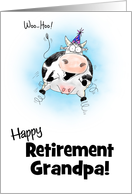 Little Springy Cartoon Cow Happy Retirement Grandpa card