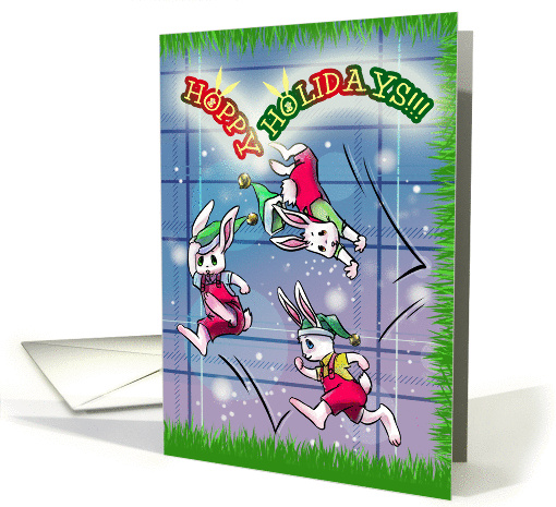 Hoppy Holidays! Bunnies in Santa Hats card (883373)
