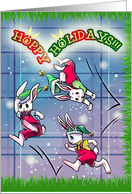 Hoppy Holidays! Bunnies in Santa Hats card