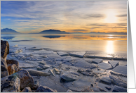 Icy Lake at Sunset in Winter card