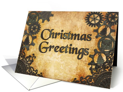 Steampunk Jolly Cogs Christmas Greetings card (886032)