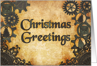 Steampunk Jolly Cogs Christmas Greetings card