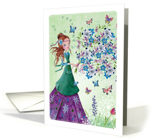 Thank You - Girl with Flowers card (1016255)