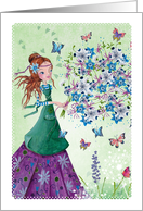 Thank You - Girl with Flowers card