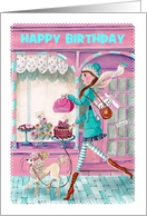 Happy Birthday - Girl with Birthday Cake card