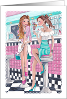 Happy Birthday - Best Friends in a Diner eating Icecream card