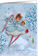 New Year - Girl in the clouds card