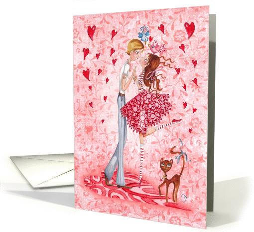 Valentine's Day Be my Valentine? Girl and Boy in love card (898489)
