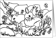 Garden bunnies coloring book Card