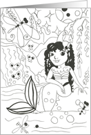 Mermaid Melissa blank coloring book card