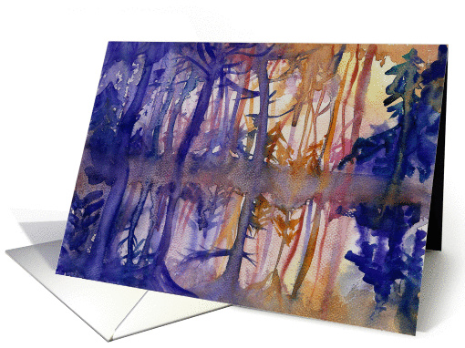 Happy Birthday Forest Watercolor Landscape card (1426194)