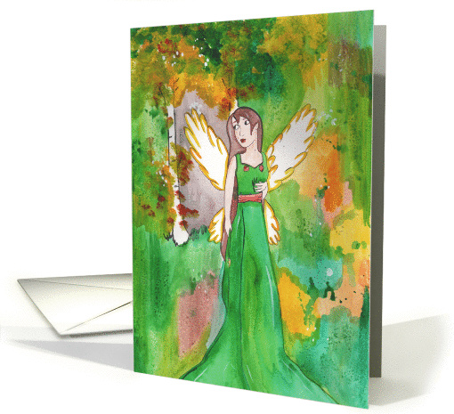 Angel and autumn forrest card (919694)