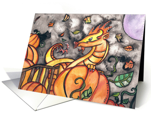 Pumpkin dragon halloween card (971373)