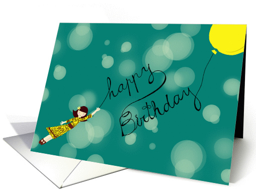 Happy Birthday - balloon girl card (1038191)