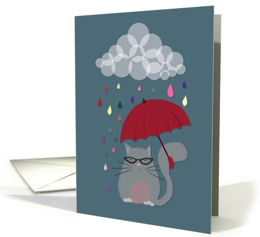 Let it Rain - Cat with umbrella card (893560)