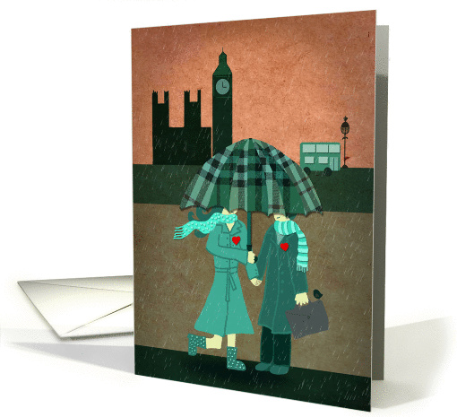 Love under the rainy sky of London. card (900514)