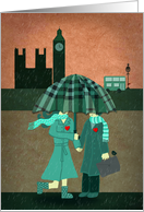Love under the rainy sky of London. card