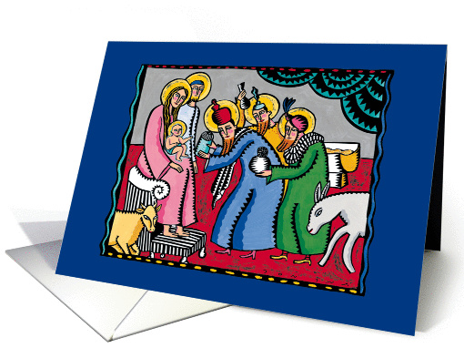 Happy Holidays - Baby Jesus, Mary, Joseph and the Three Kings card