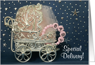 New Baby Girl - Bracelet - Carriage - Stars card