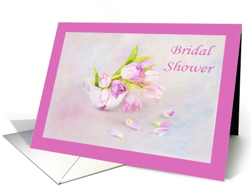 Bridal Shower Pink And Purple Tulips With Tea Cup Invitation card