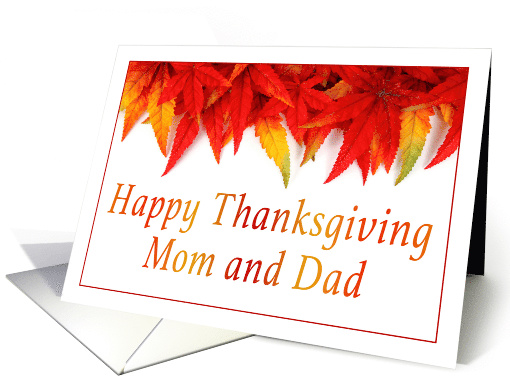 Happy Thanksgiving Mom And Dad Autumn Leaves card (1544240)