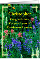 Happy Recovery Anniversary White bog orchid, Custom Text card