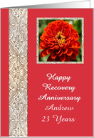 23 Years, Andrew, Orange flower. Custom Text card