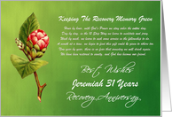 31 Years, Jeremiah, Red flower on green background, Custom Text card