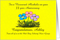 33 Years Ashley, Smiling Group of Flowers, From all of us, Custom Text card