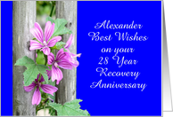 28 Years Alexander, A pretty wild mallow flower, Custom Text, card