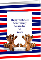 36 Years Alexander, Recovery Anniversary. Custom Text card