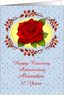 37 Years Alexandria, Recovery Anniversary. Custom Text card