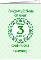 3 Year Anniversary, Green on Mint Green with a prominent number card