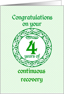 4 Year Anniversary, Green on Mint Green with a prominent number card