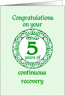 5 Year Anniversary, Green on Mint Green with a prominent number card